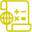 Taxation Icon - Document with mathematical symbols and a globe