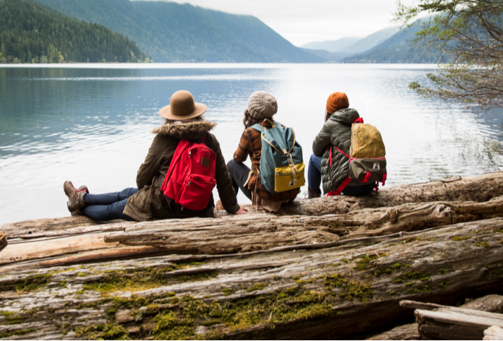 Three-people-sitting-on-a-log