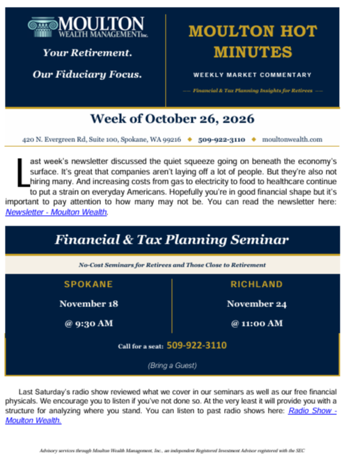 2026-10-26 Halloween Isn't Always Scary - Weekly Newsletter
