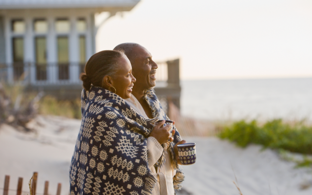 Couple embracing each other on a beach