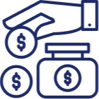 Hand and money pot icon