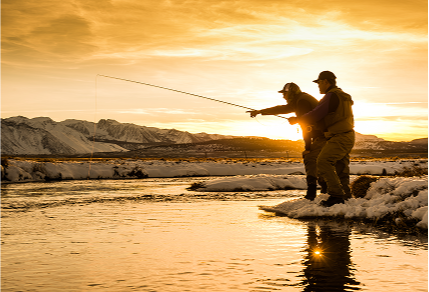 Father and Son Fishing at Sunset
