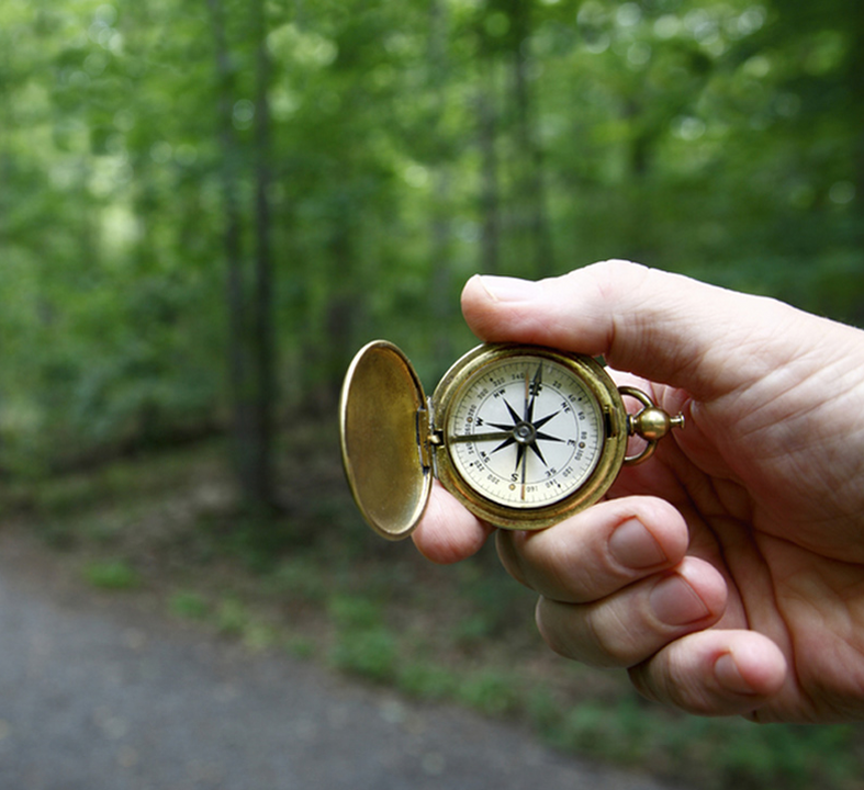 Holding a compass