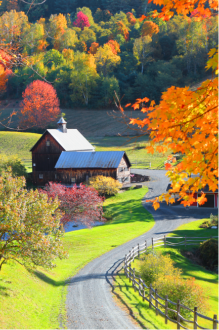 View of a farm during autumn