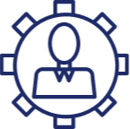 Person with bow tie in gear icon