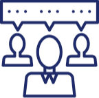 Three people speech bubble icon