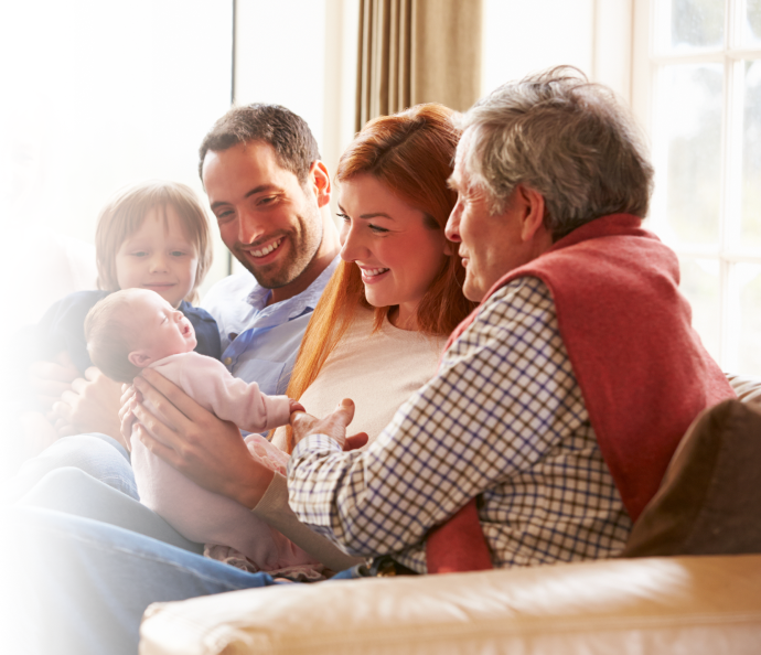 extended family with newborn