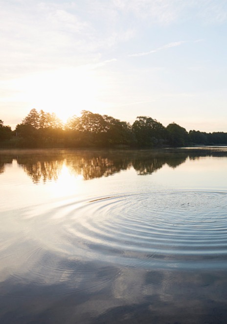 Sunset view overlooking lake