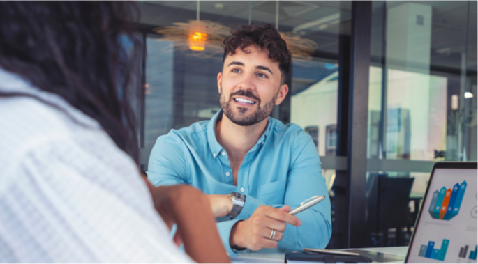 two people having a meeting