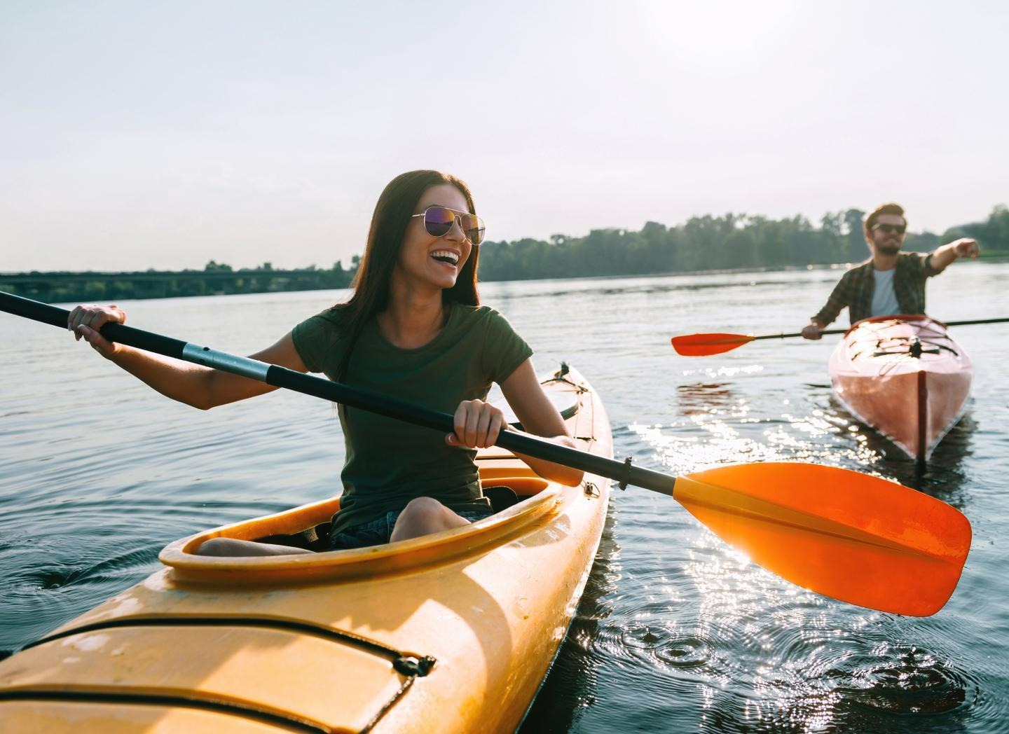 couple boating in a lake