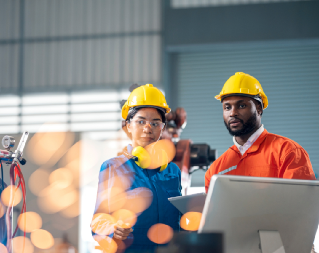 Two workers in hardhats.