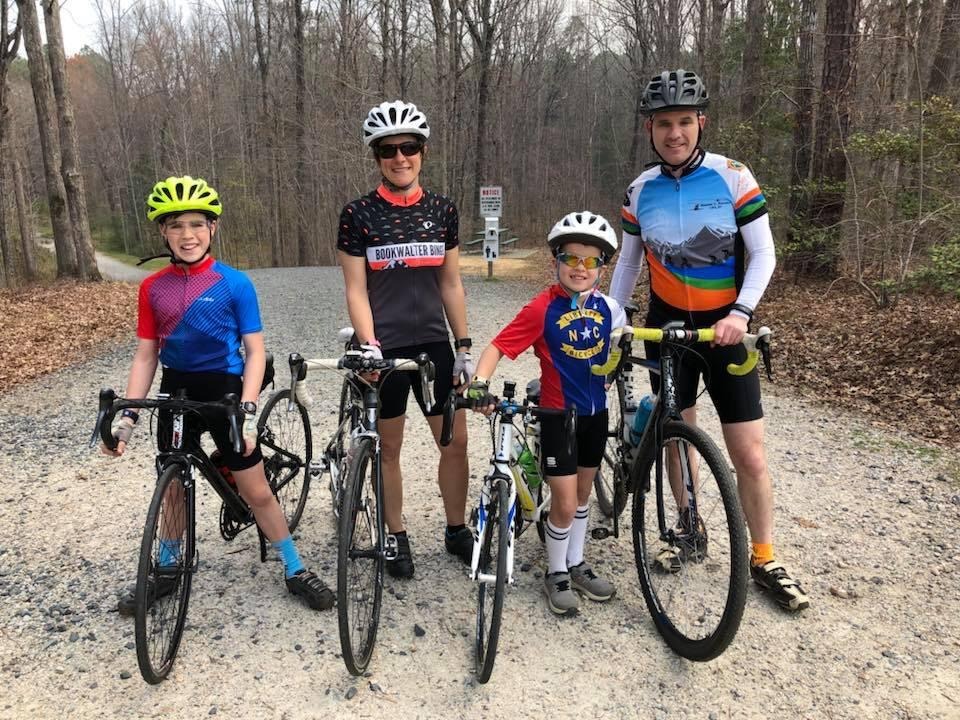 The Jones Family riding their bicycles
