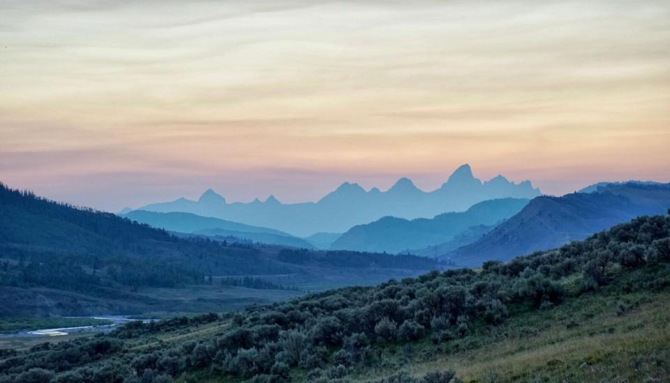View of mountains during sunset