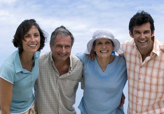multi-generational family at the beach