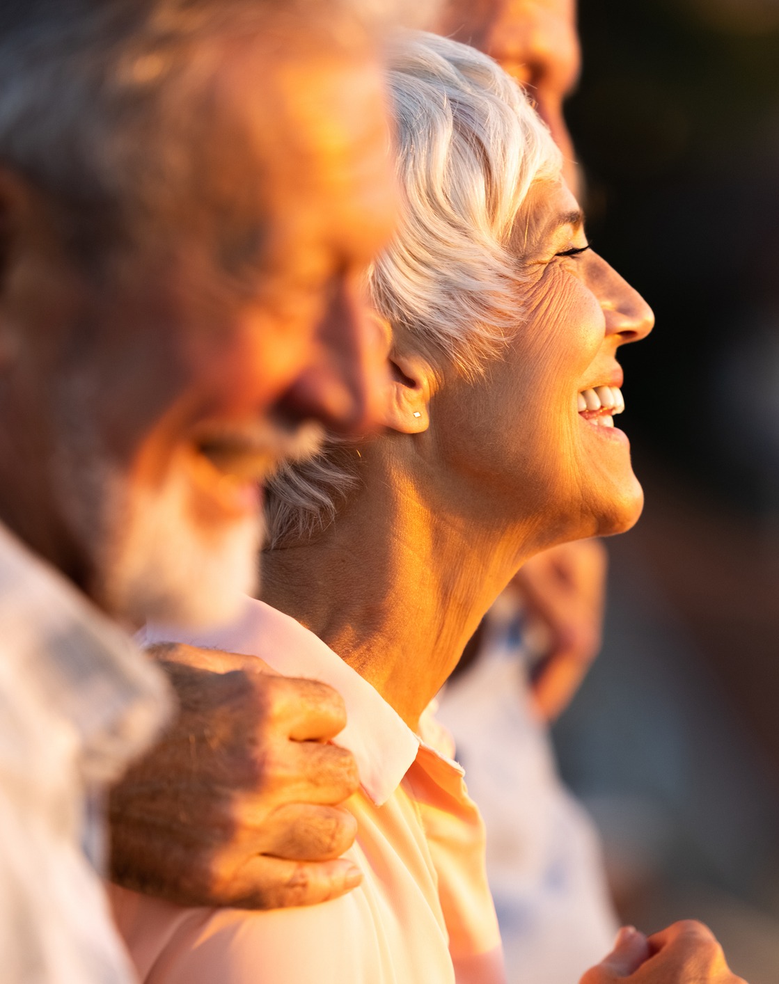 Couple embracing sunset