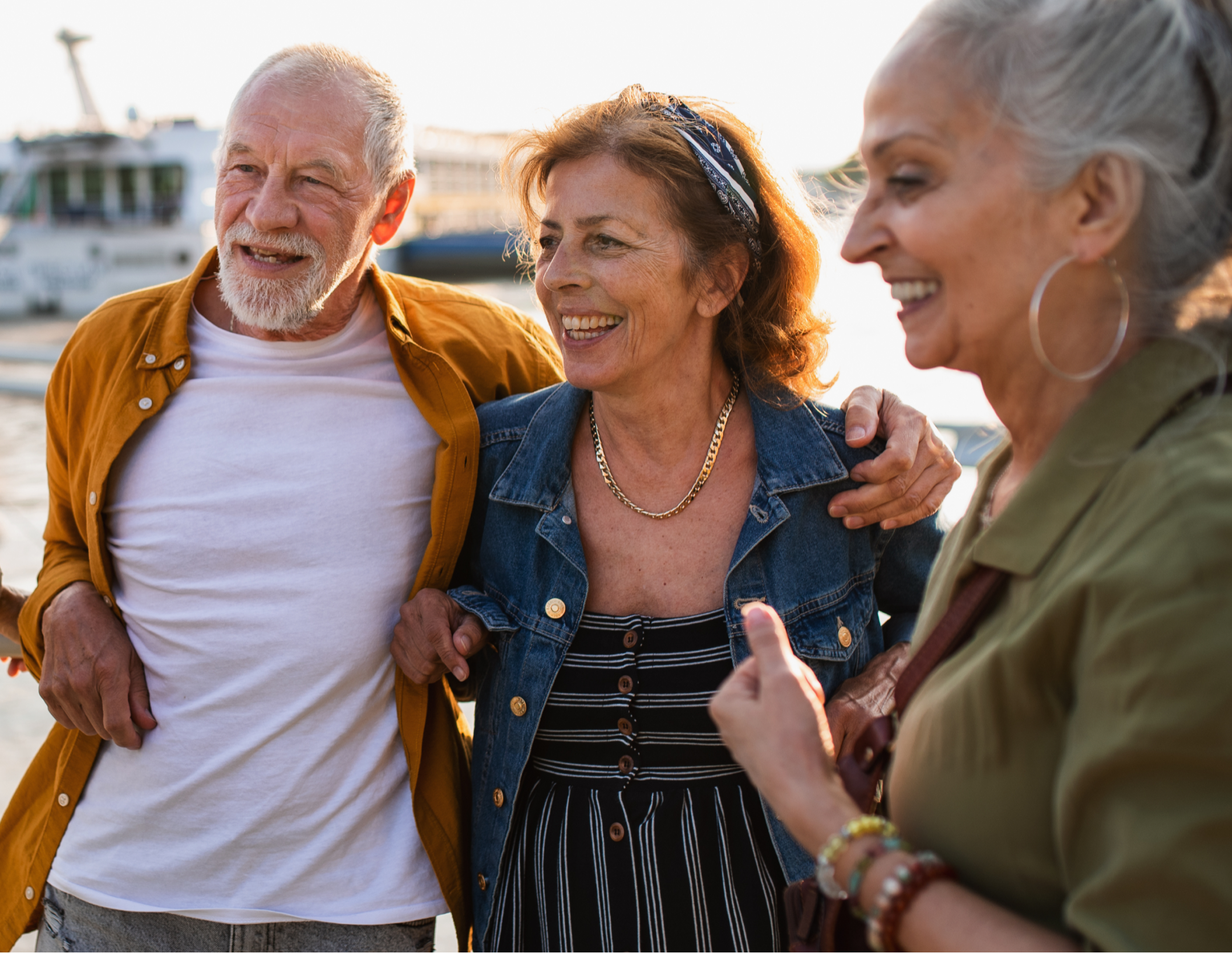Three people laughing