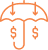 Umbrella with money icon