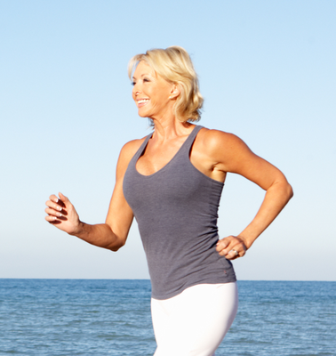 woman running on beach