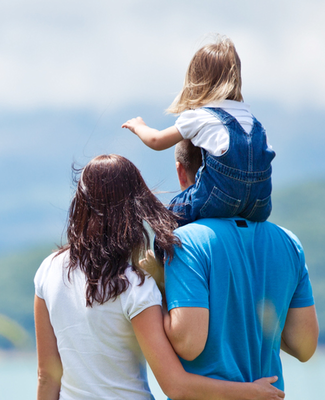 Family looking off into the distance