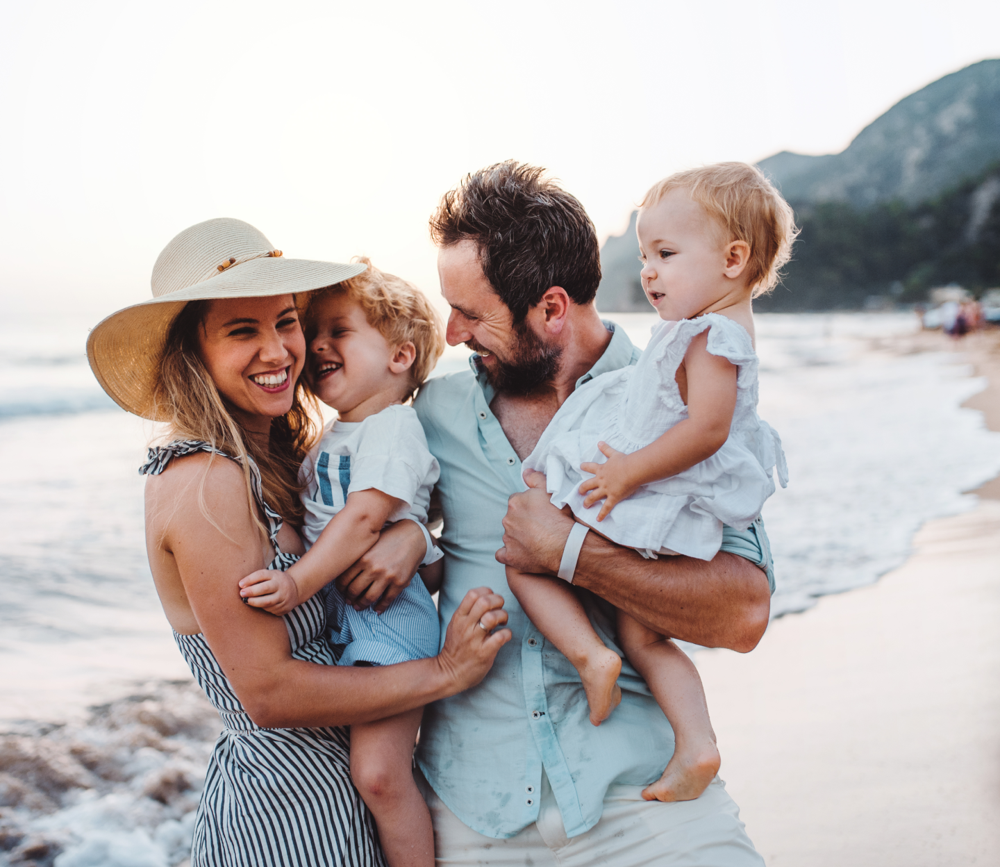 Family together on the beach