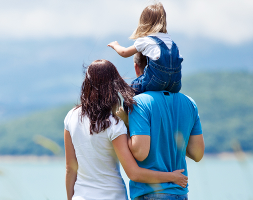 Family looking at scenic view