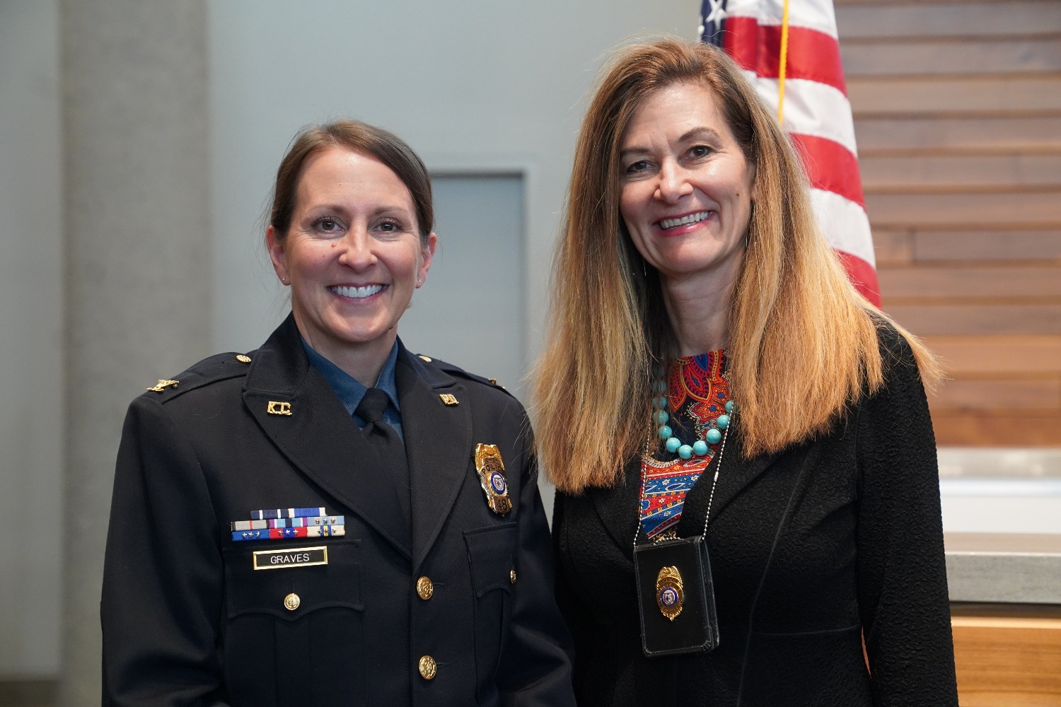 Dawn Cramer with the Chief of Police
