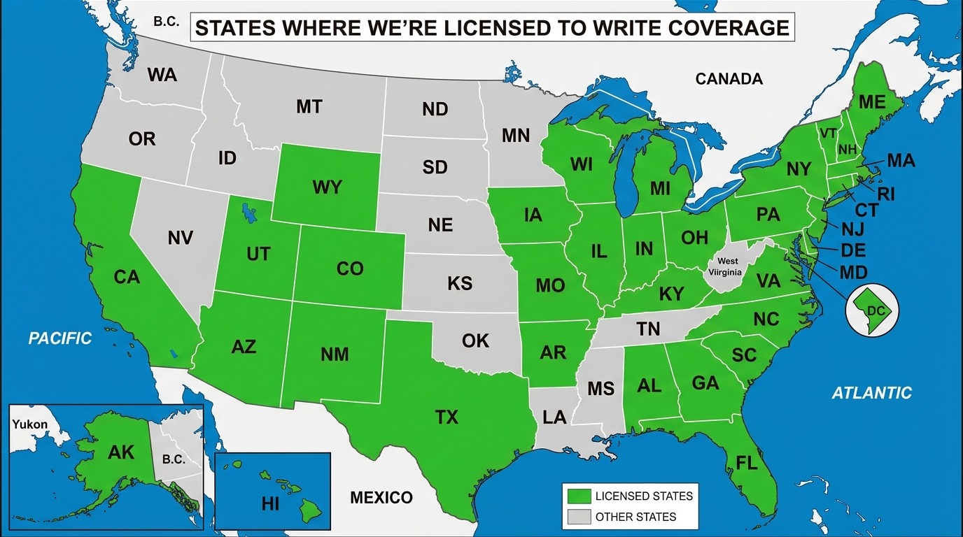 States Where We're Licensed to Write Coverage
