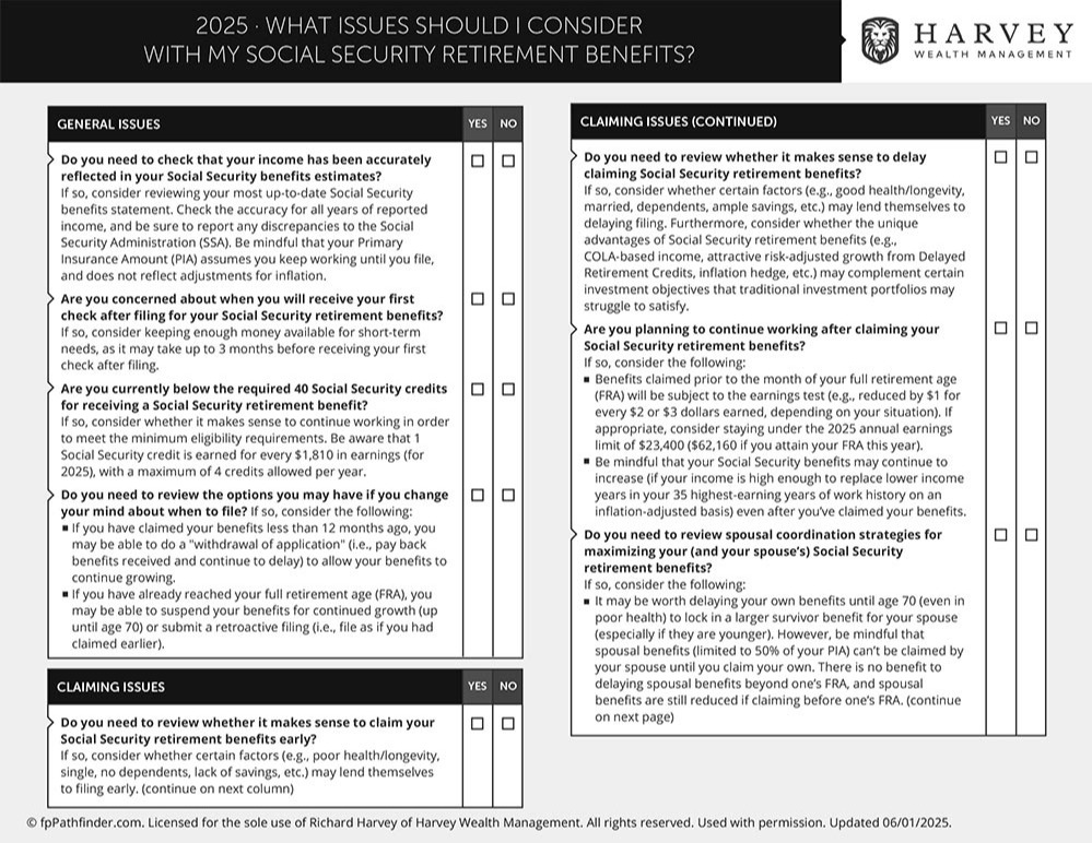 What Issues Should I Consider with My Social Security Retirement Benefits?