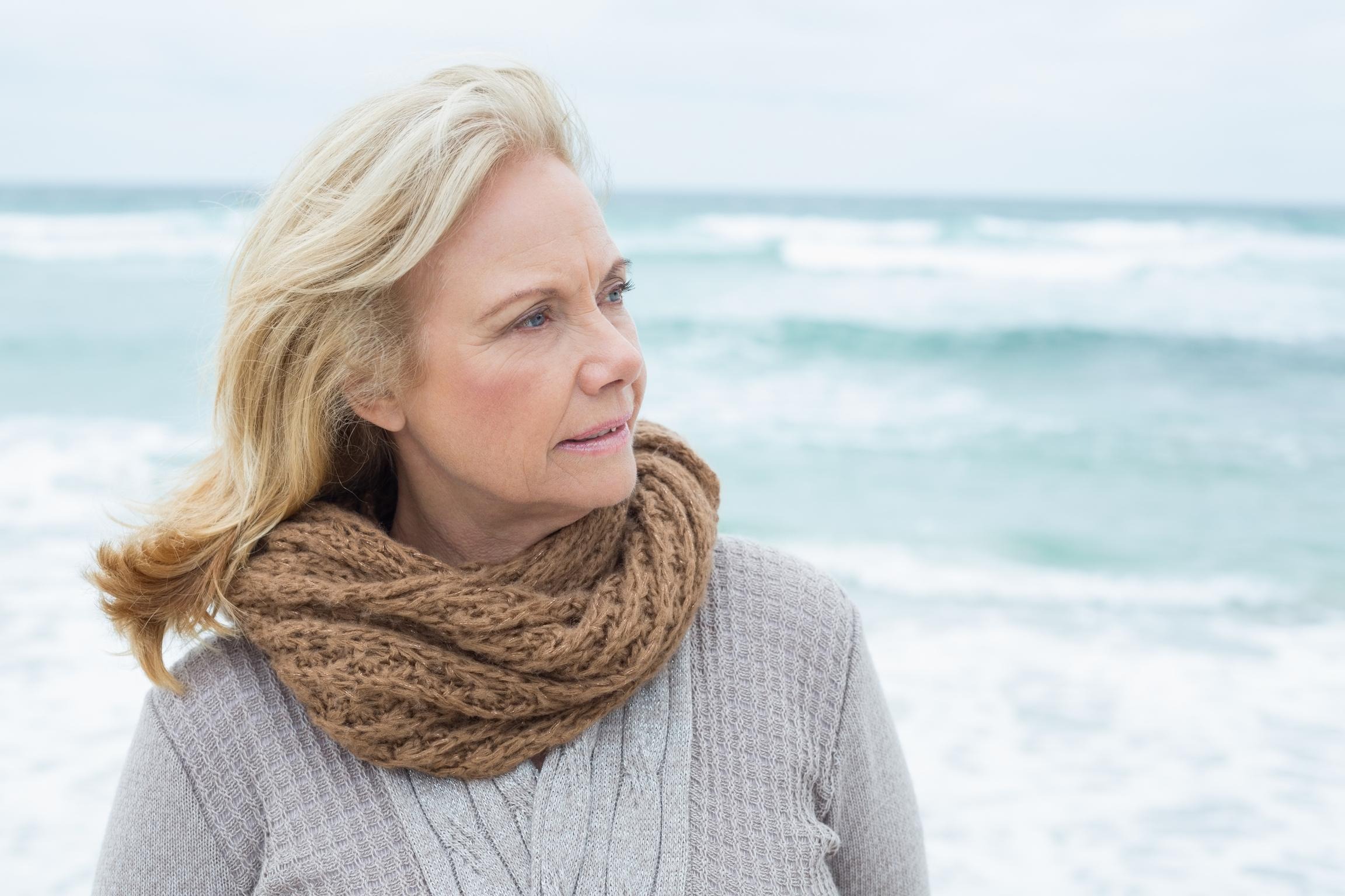 Woman walking on the beach