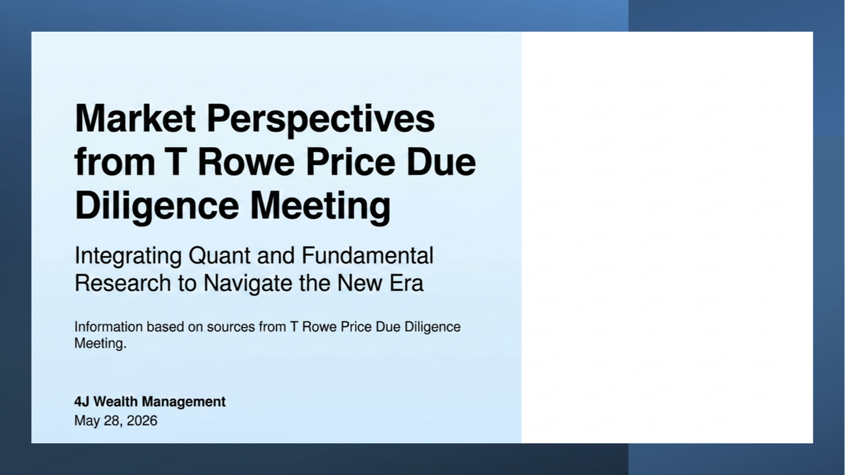 2026 T. Rowe Price Due Diligence Meeting Recap