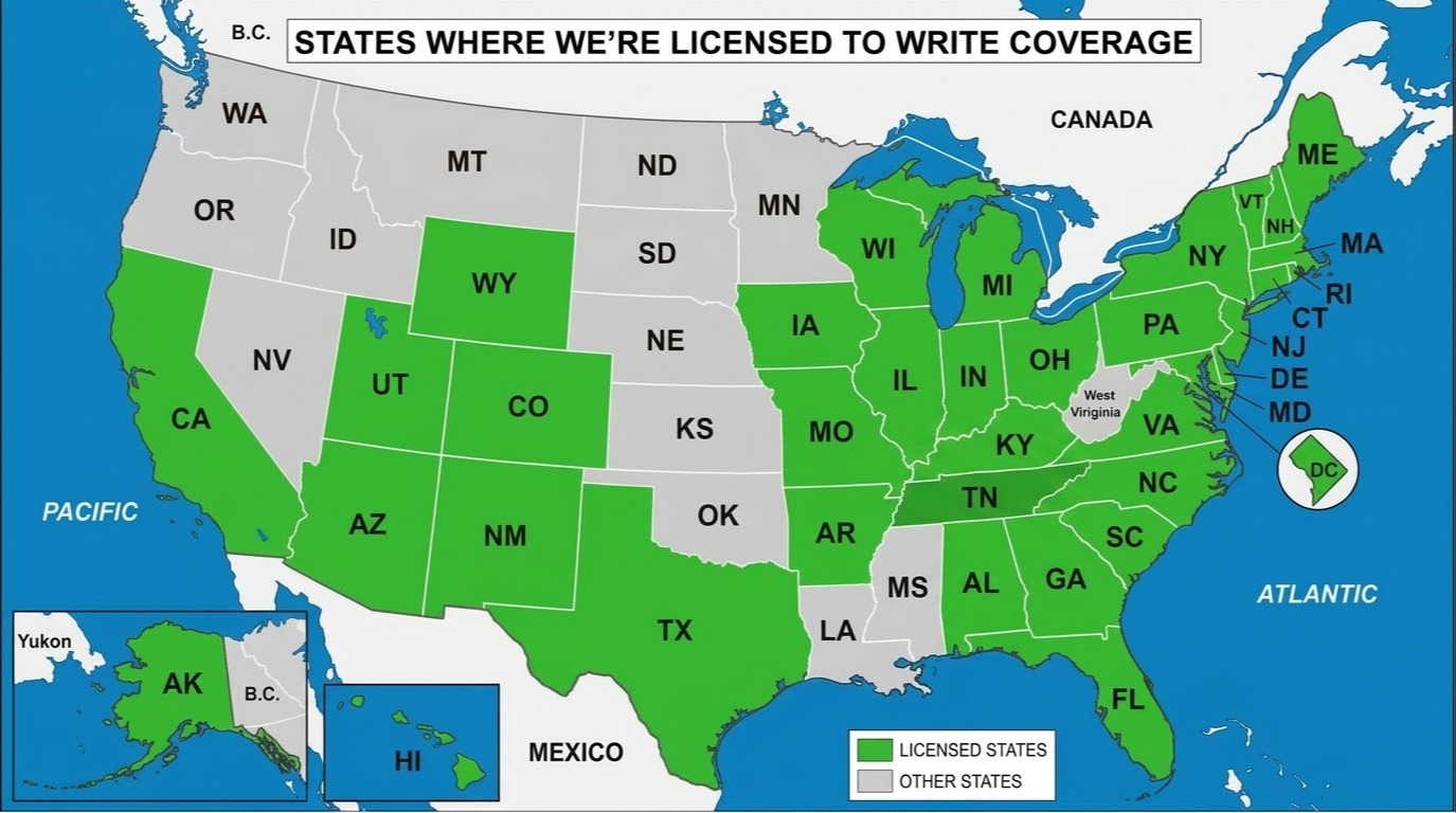 States Where We're Licensed to Write Coverage