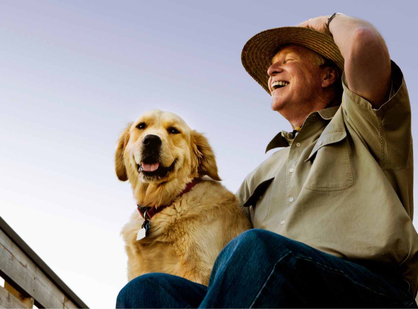 Man sitting with his dog
