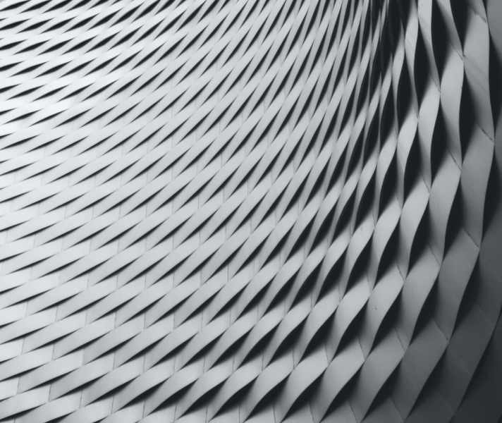 Black-and-white-image-of-a-staggered-geometric-circular-building-skylight