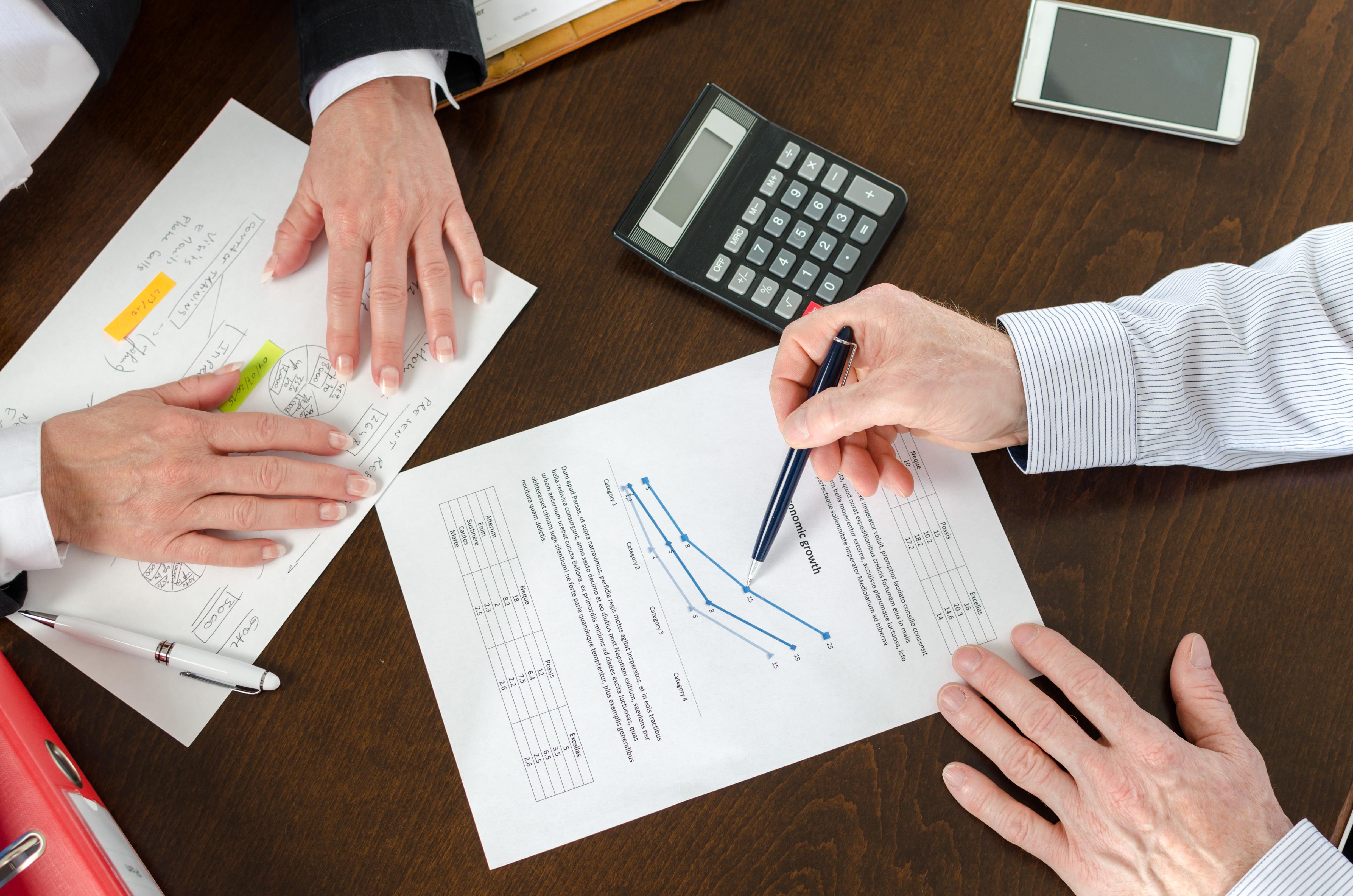 Reviewing charts during a meeting