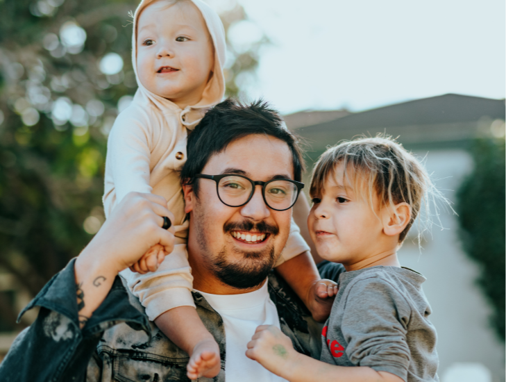 Father with two children