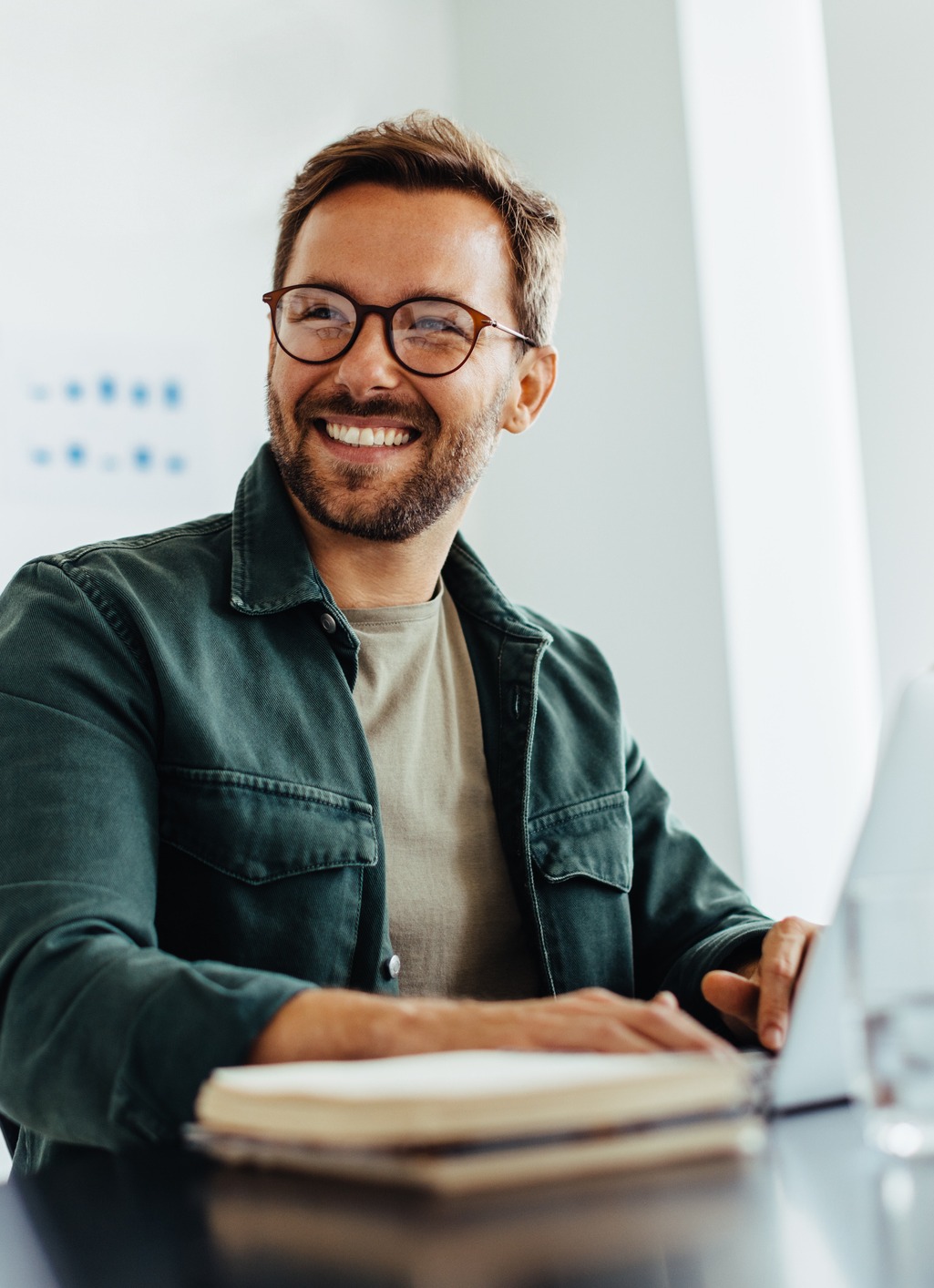 Young man working on a laptop