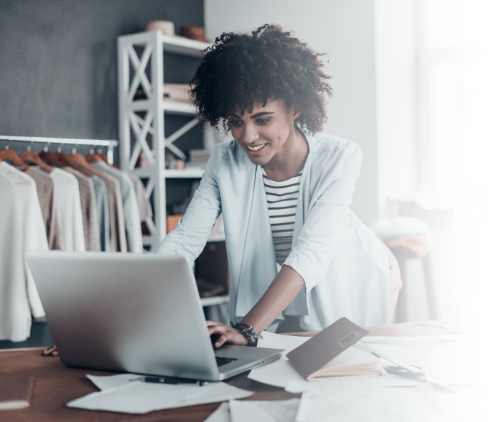 woman at a computer