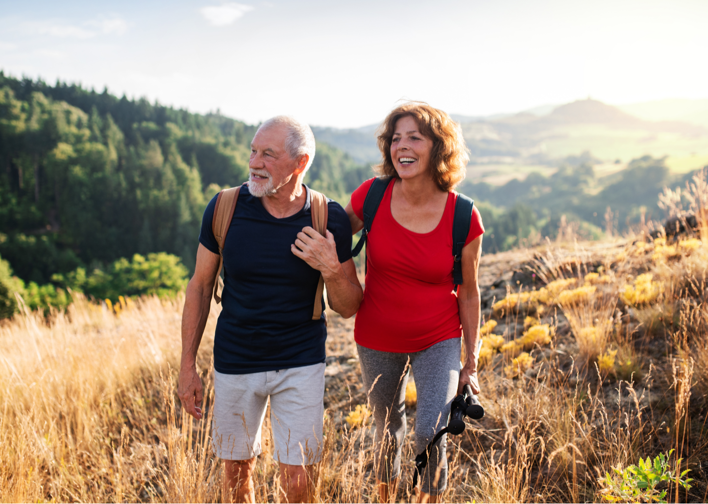 couple hiking and enjoying nature