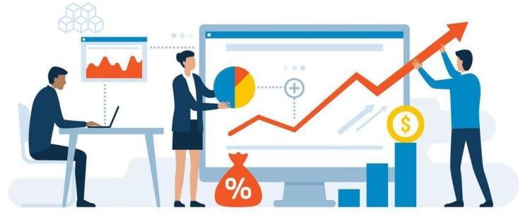 illustration of people analyzing data