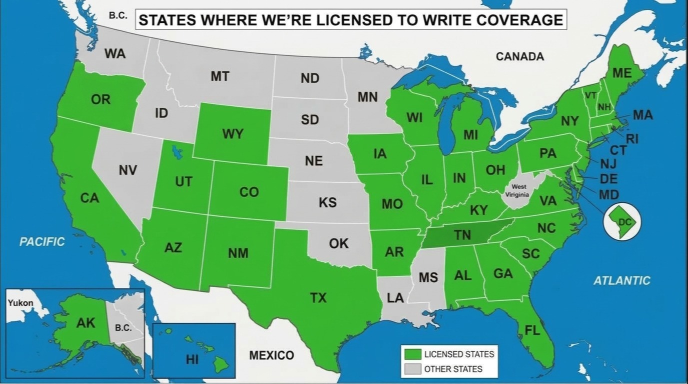 States Where We're Licensed to Write Coverage