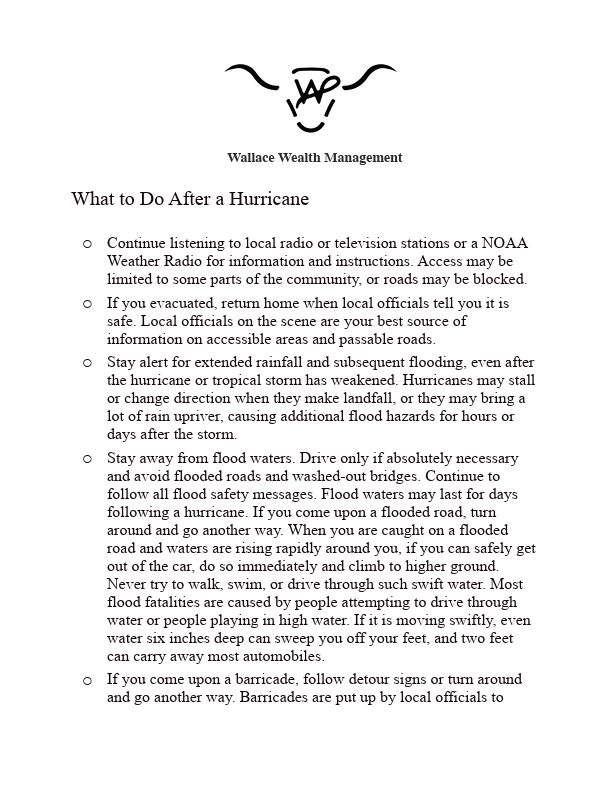 WHat to do after a hurricane?