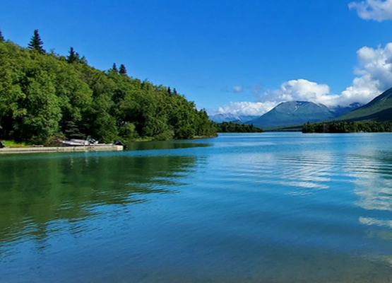 Water surrounded by land
