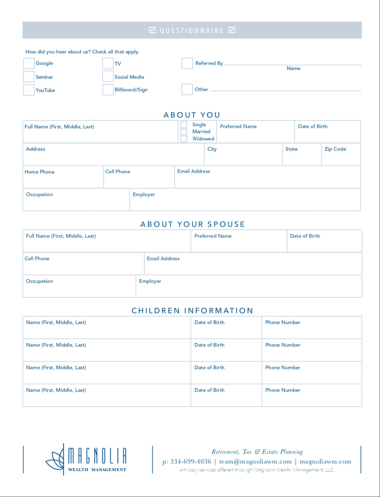New Client Questionnaire