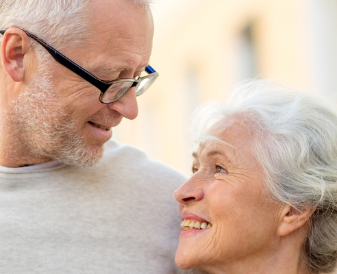 Retired couple enjoying eachother's company.