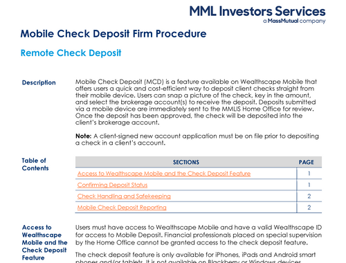 Mobile Check Deposit Firm Procedure