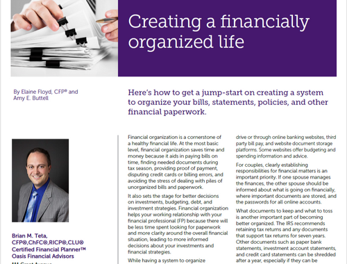 Creating a financially organized life
