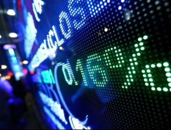 Close-up of stock market ticker
