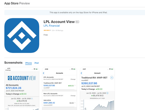 LPL Account View Apple Mobile App