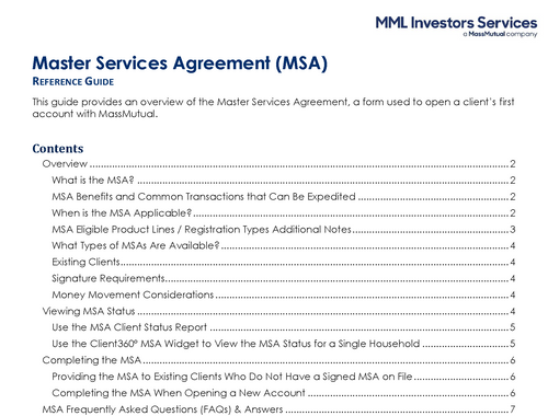 Master Services<br/>Agreement