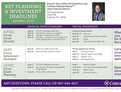 Spring 2025 Key Planning & Investment Deadlines